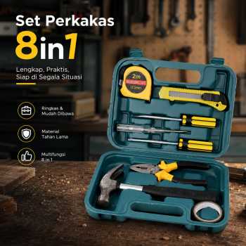 OnnFang Alat Set Perkakas Palu Tang Obeng Cutter Meteran 8in1 - YL-8009A