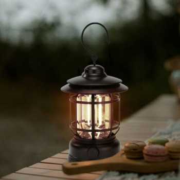 PURRINI Lampu Camping Tenda Gantung Retro Style Rechargeable 1200mAh - PR-120 - Gambar 4