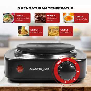 TaffHOME Kompor Listrik 1 Tungku Mini Portable Hot Plate 500W - H1-500-10 - Gambar 5