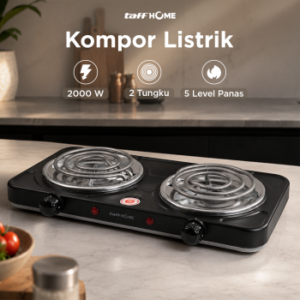 TaffHOME Kompor Listrik 2 Tungku Portable 5 Gear Coil Hot Plate 2000W - C2-2000-20