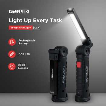 TaffLED Senter LED COB Flashlight Rechargeable 2000 Lumens - 175A