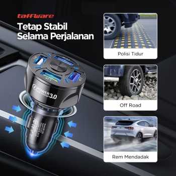 Taffware Car Charger Mobil Fast Charging QC 3.0 4 USB A Port 7A 35W - BK-358 - Gambar 3