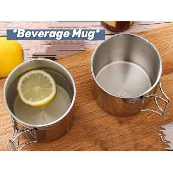 TaffSPORT Cangkir Kopi Stainless Steel Gagang Lipat Camping Mug - L164 - Gambar 4