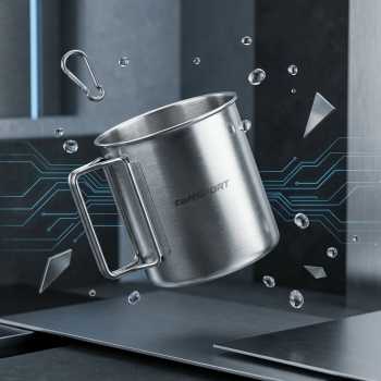 TaffSPORT Cangkir Kopi Stainless Steel Gagang Lipat Camping Mug - L164 - Gambar 6